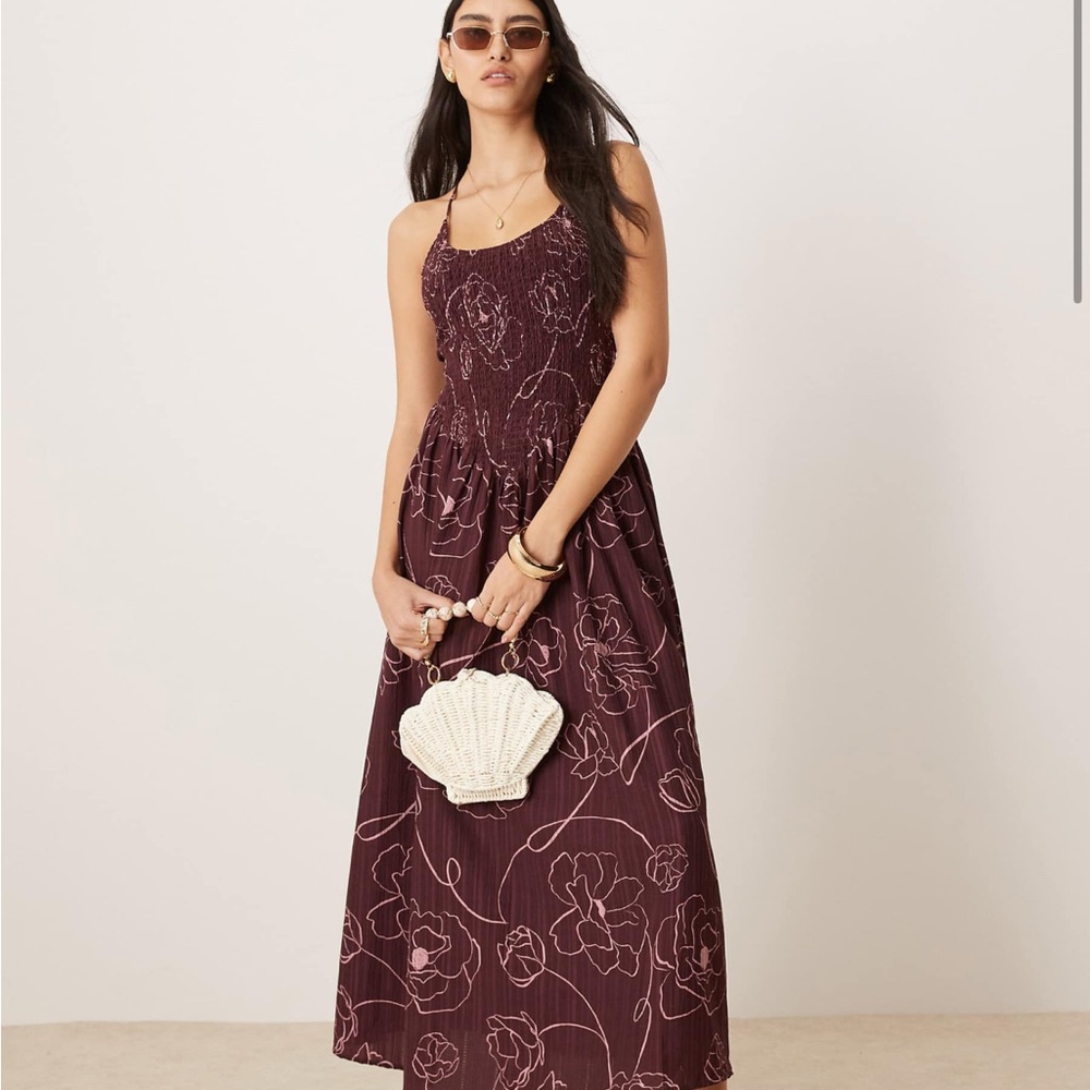 ASOS Floral Burgundy Maxi Dress